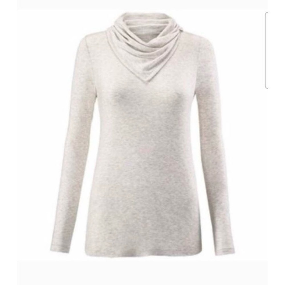 CABI #3226 Sawyer Cowl Neck Long Sleeve Shirt in Heathered Oatmeal Size M